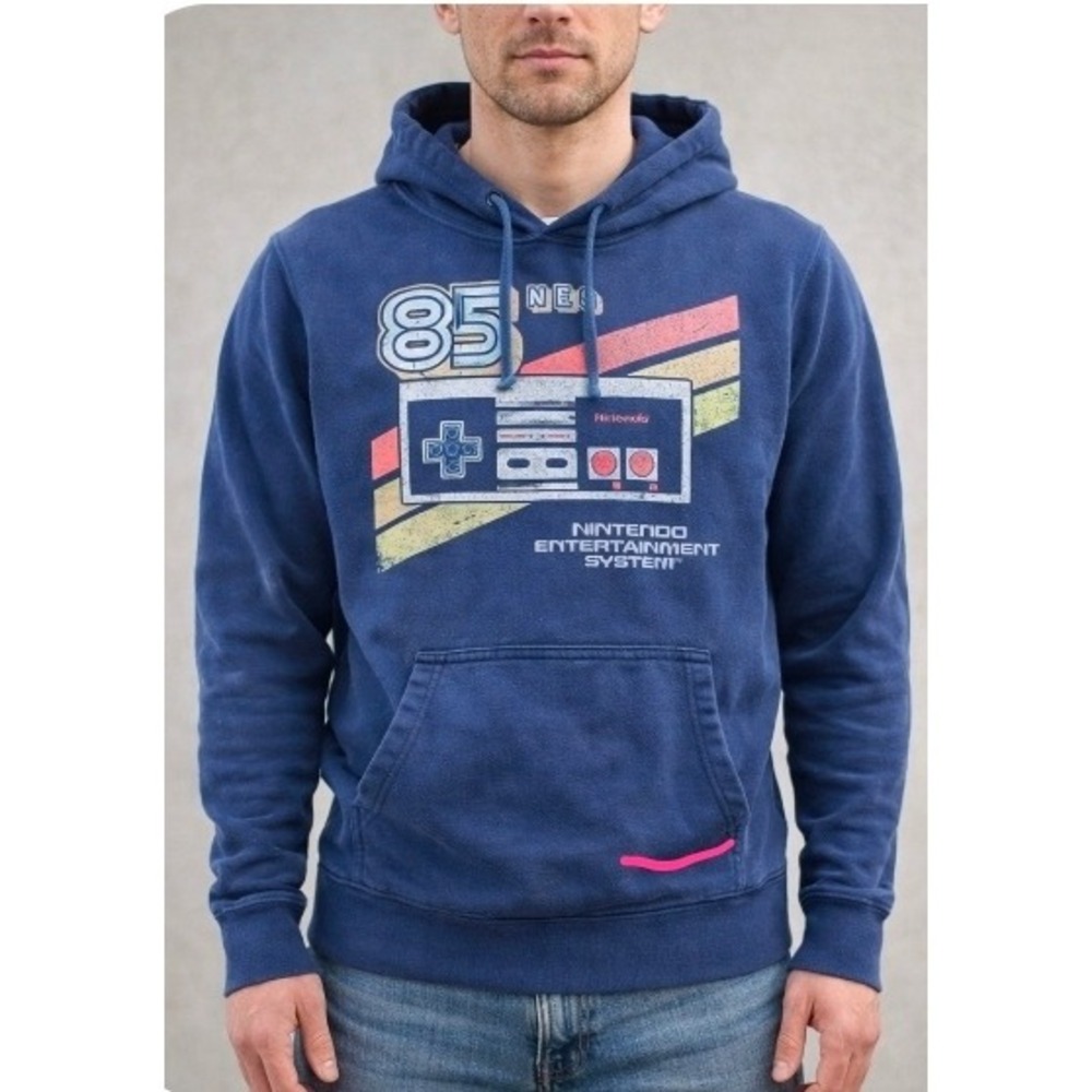 Nintendo NES 85 Controller Graphic S Hoodie Sweatshirt Official gamer Y2K blue